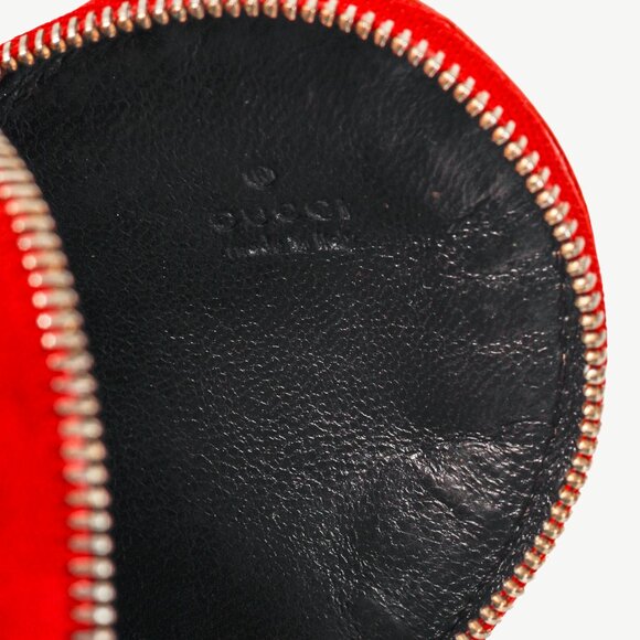 Gucci "Love Gucci" Tattoo Red Patent Leather Heart-Shaped Monogram Coin Purse - Picture 7 of 8